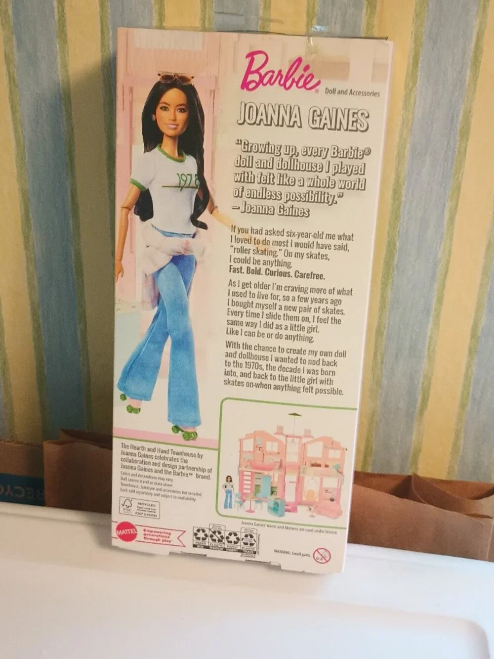 NEW Barbie Joanna Gaines Doll, Posable Brunette in Jeans & Top w/ Roller Skates